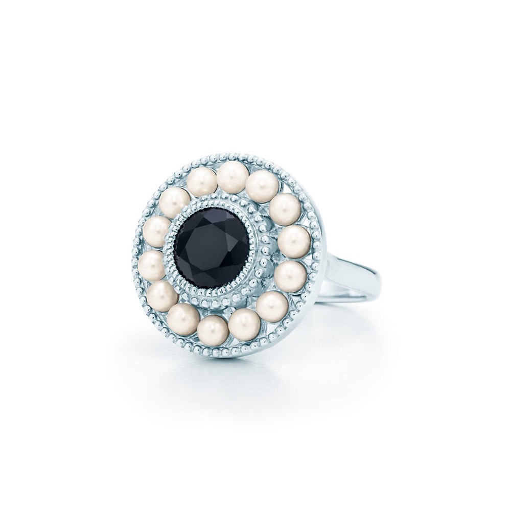 Tiffany & Co Ziegfeld Collection Pearl & Onyx Ring